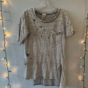 Free people striped grunge long t shirt